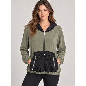 Anatomie Women’s S Olive Black Hooded Half Zip Pullover Utility Pocket E